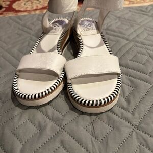 Vince Camuto White Sandals with Striped Detailing